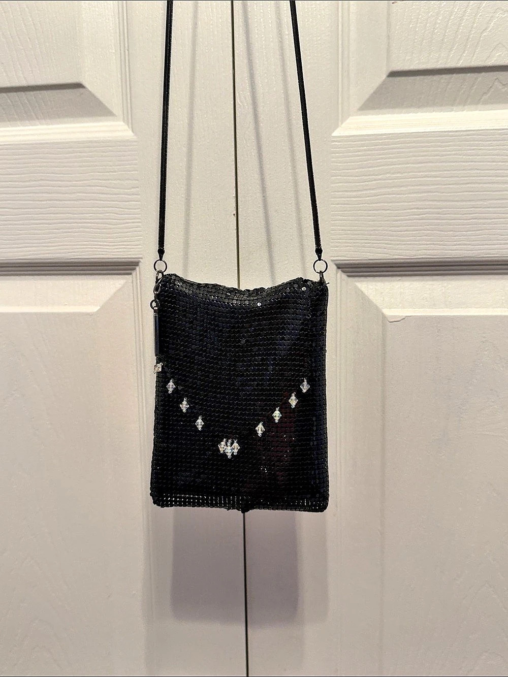 Whiting & Davis Black Mesh Chain Crossbody Bag